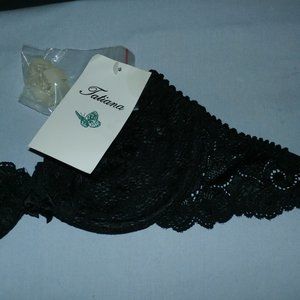 32B TATIANA bra black w/ lace   push up w/ clear straps  New W/ Tags